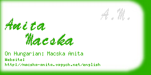 anita macska business card
